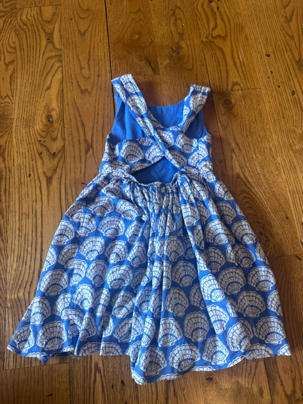 Mini Boden Blue and White Shell-Pattern Sundress - Picture 3 of 4